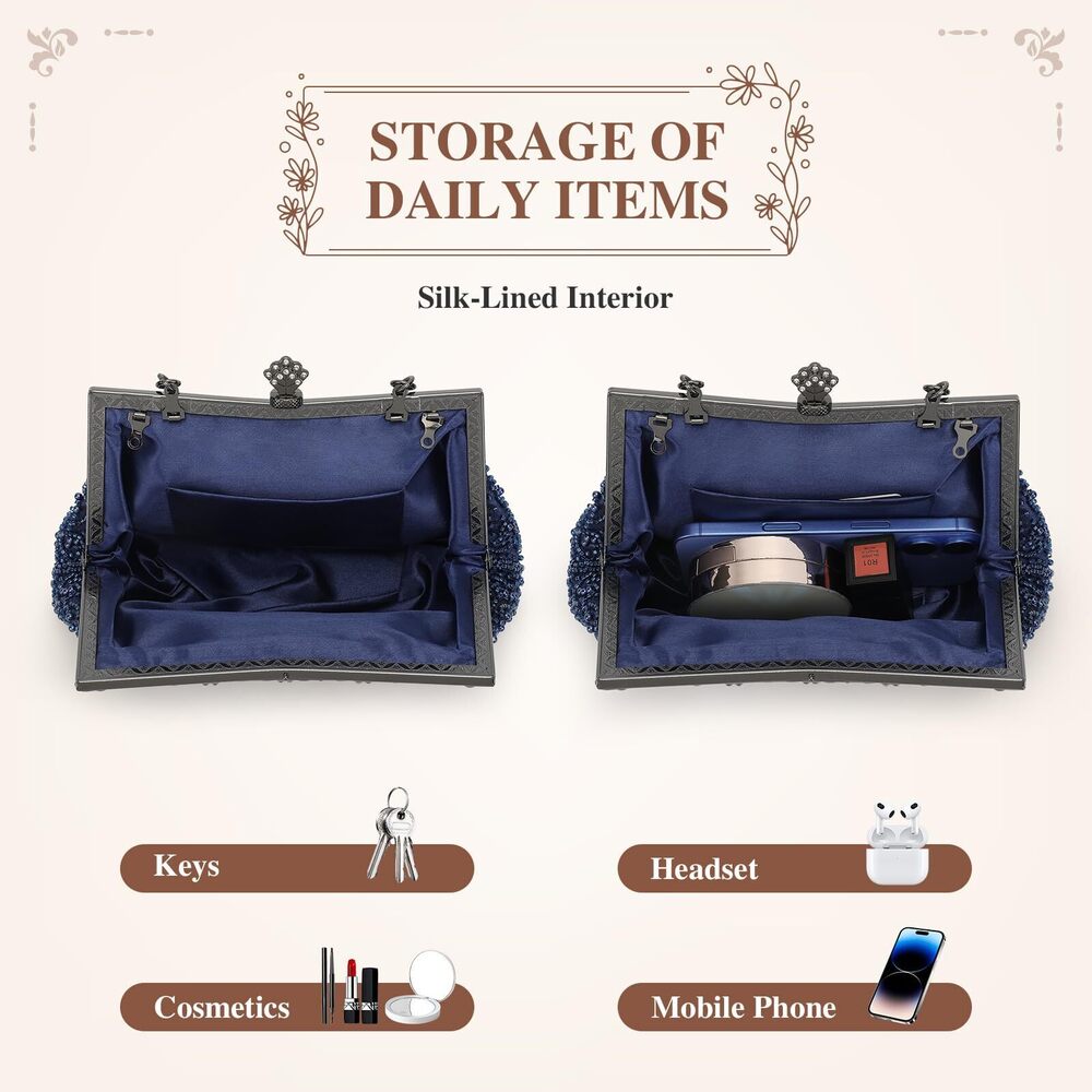 3898 1920s Vintage Beaded Clutch Evening Bags Formal Bridal Wedding Clutch - Picture 7 of 8